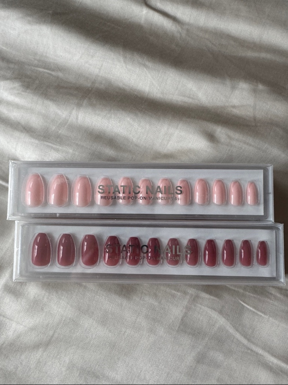 STATIC NAILS Reusable Pop-On Manicures Set- Nude Peach and Dusty Rose